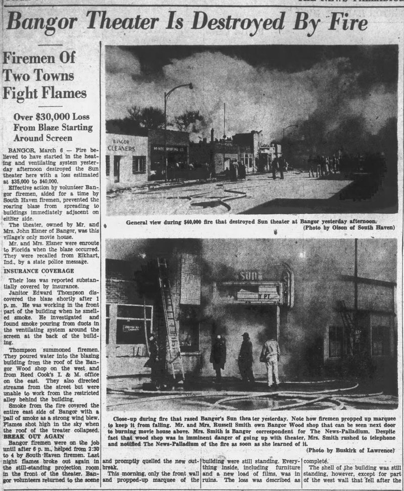Sun Theater - March 6 1952 Destroyed By Fire